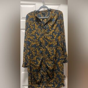 Banana Republic Floral Button Down Dress - Navy and Mustard